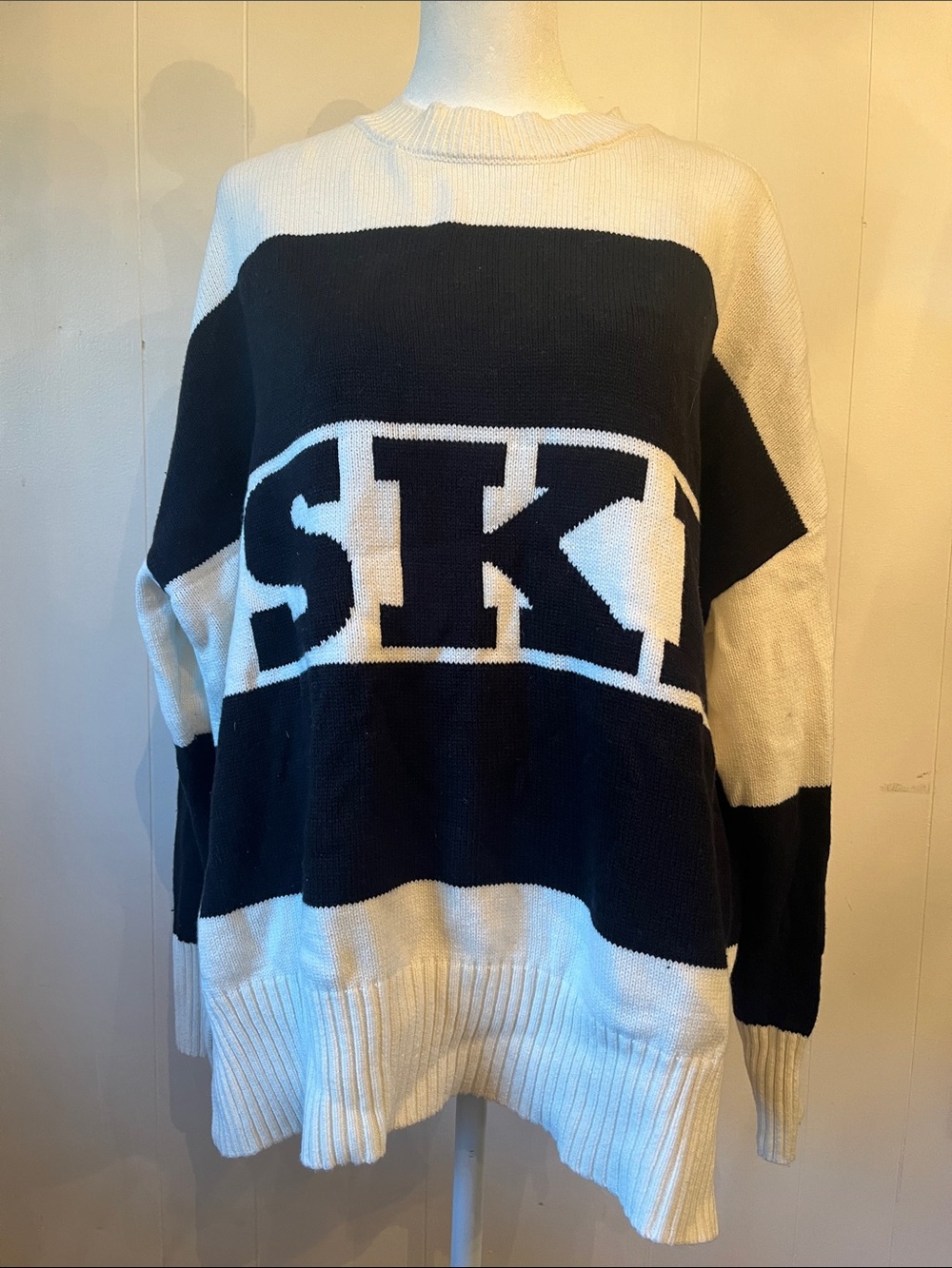 Sincerely Jules Black and White Striped Crewneck Sweater